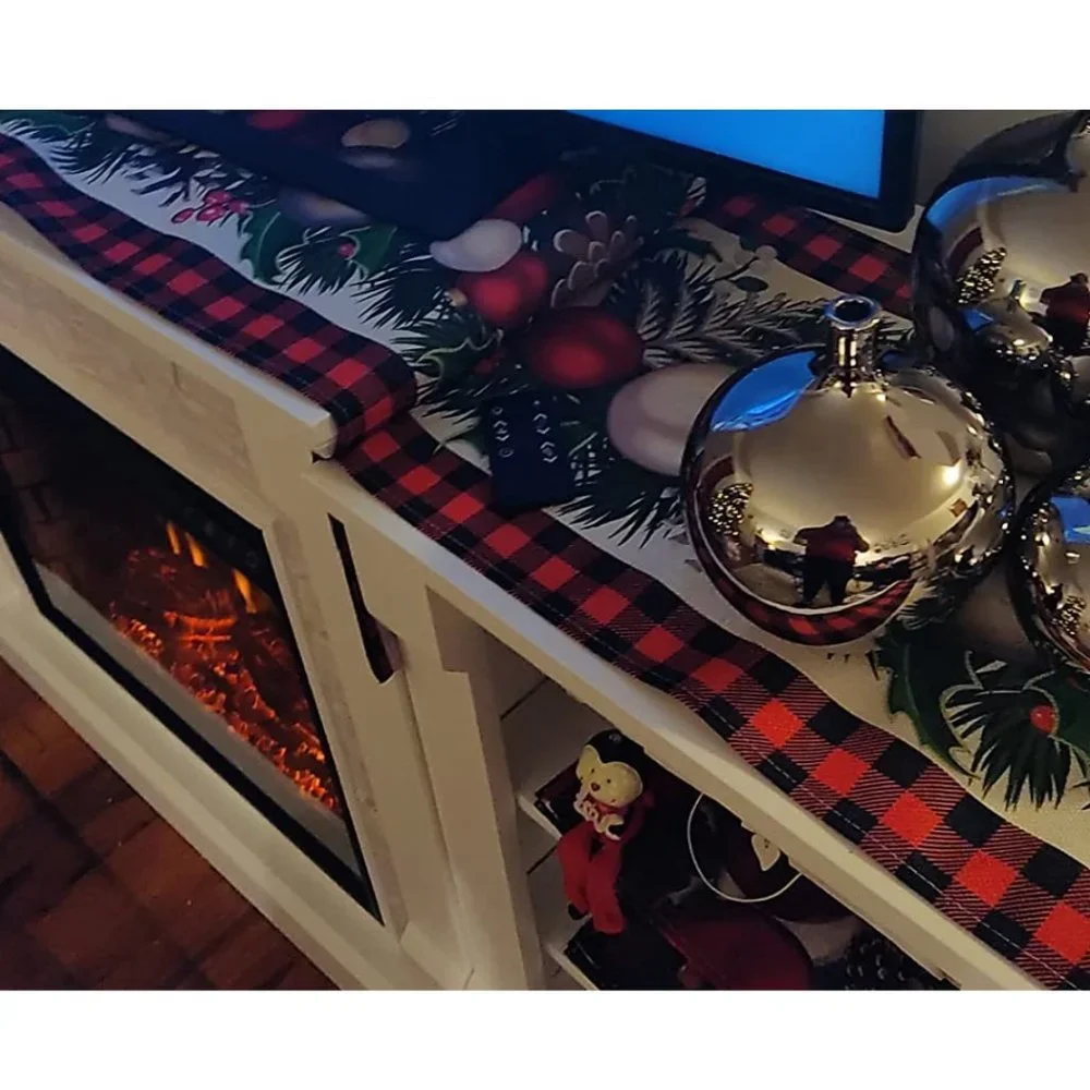 Christmas Table Runner Red Plaid Decorative Cloth Holiday Decor Xmas Decoration